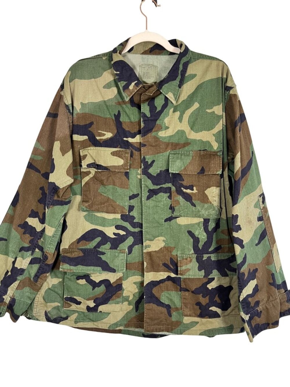 US Military Combat Coat Woodland Camo Jacket L Army BDU Surplus 1980s Durable
